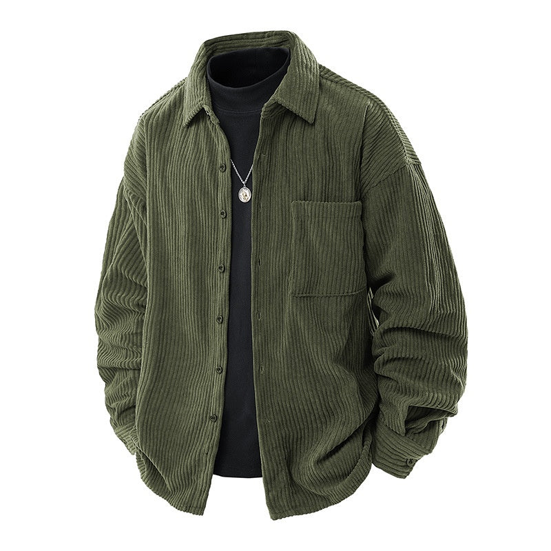 Chemise velours côtelé homme coupe ample poche poitrine - Mads