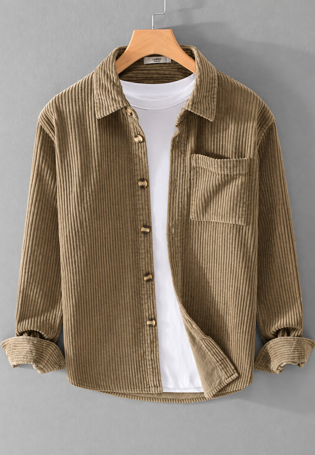 Chemise velours côtelé homme coupe décontractée poche poitrine - Gaspard