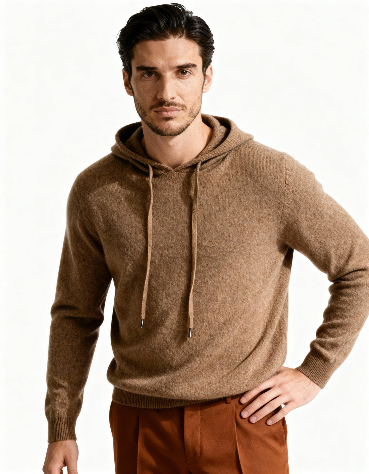 Sudadera punto hombre capucha ajustable cordones fino liso cuidada versátil - Sébastien