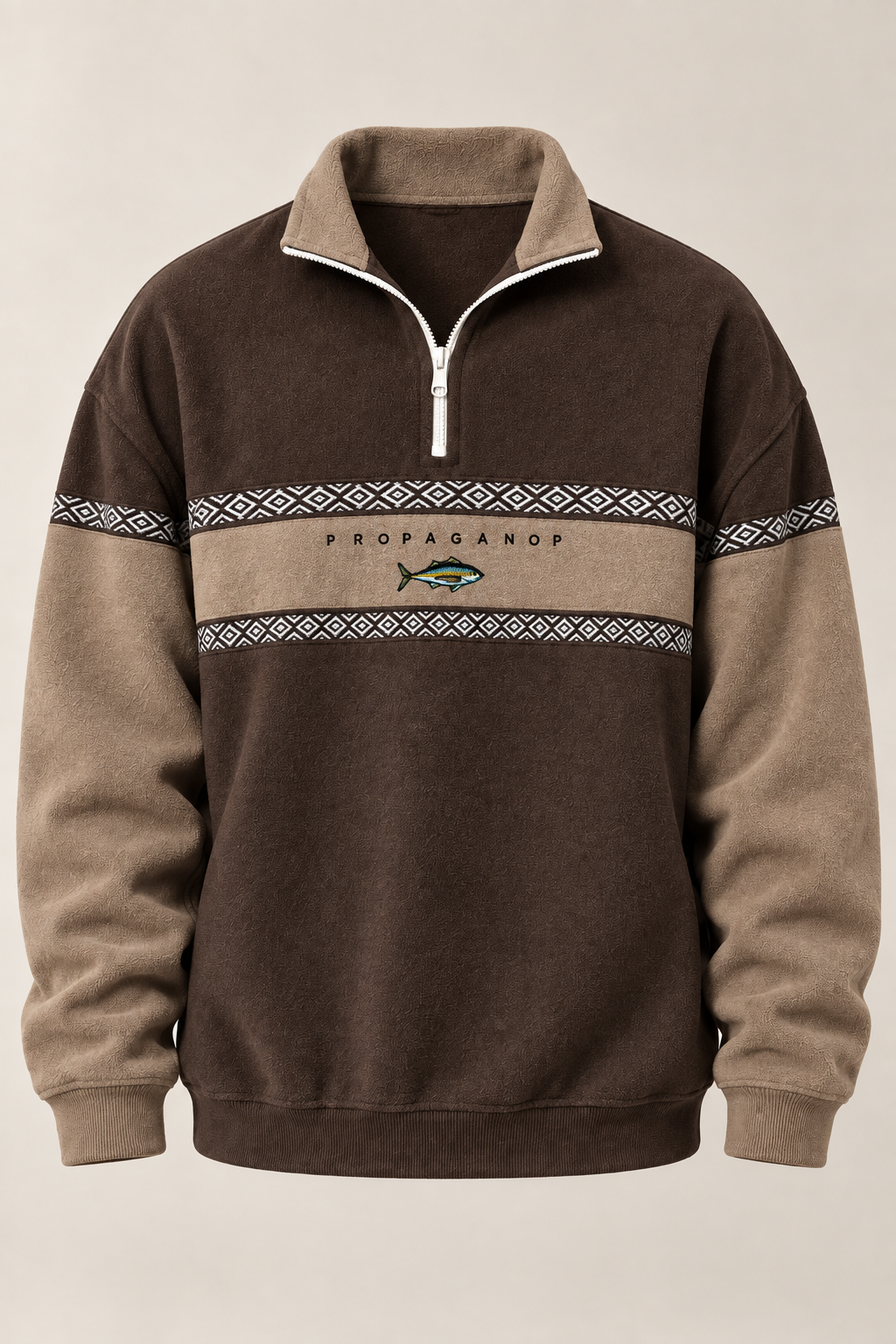 Sweat homme demi-zip imprimé géométrique col montant - Tavish