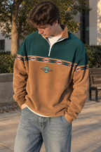 Sweat homme demi-zip imprimé géométrique col montant - Tavish