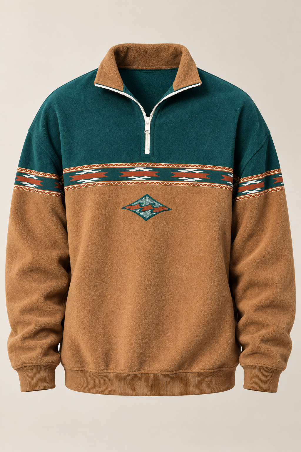 Sweat homme demi-zip imprimé géométrique col montant - Tavish