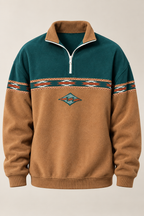 Sweat homme demi-zip imprimé géométrique col montant - Tavish