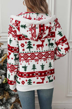 Sweat capuche femme fermeture éclair imprimé Noël festif - Nolwenn