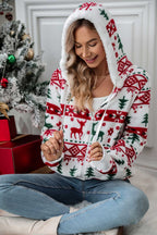 Sweat capuche femme fermeture éclair imprimé Noël festif - Nolwenn