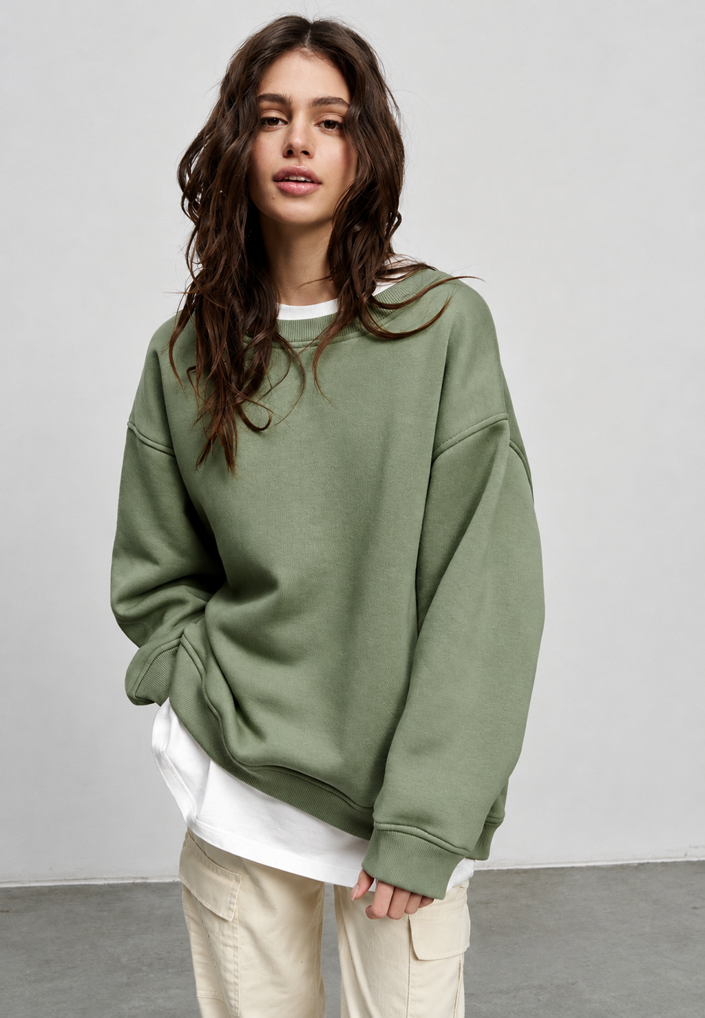 Sweat oversize femme col rond épaules tombantes confortable - Dagny