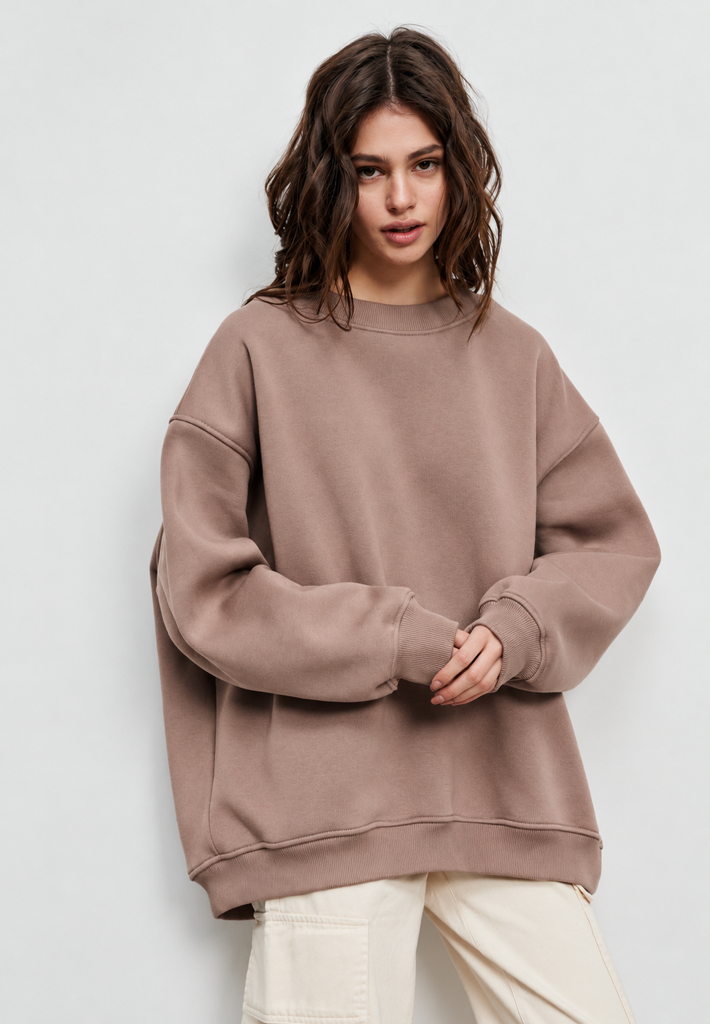 Sweat oversize femme col rond épaules tombantes confortable - Dagny