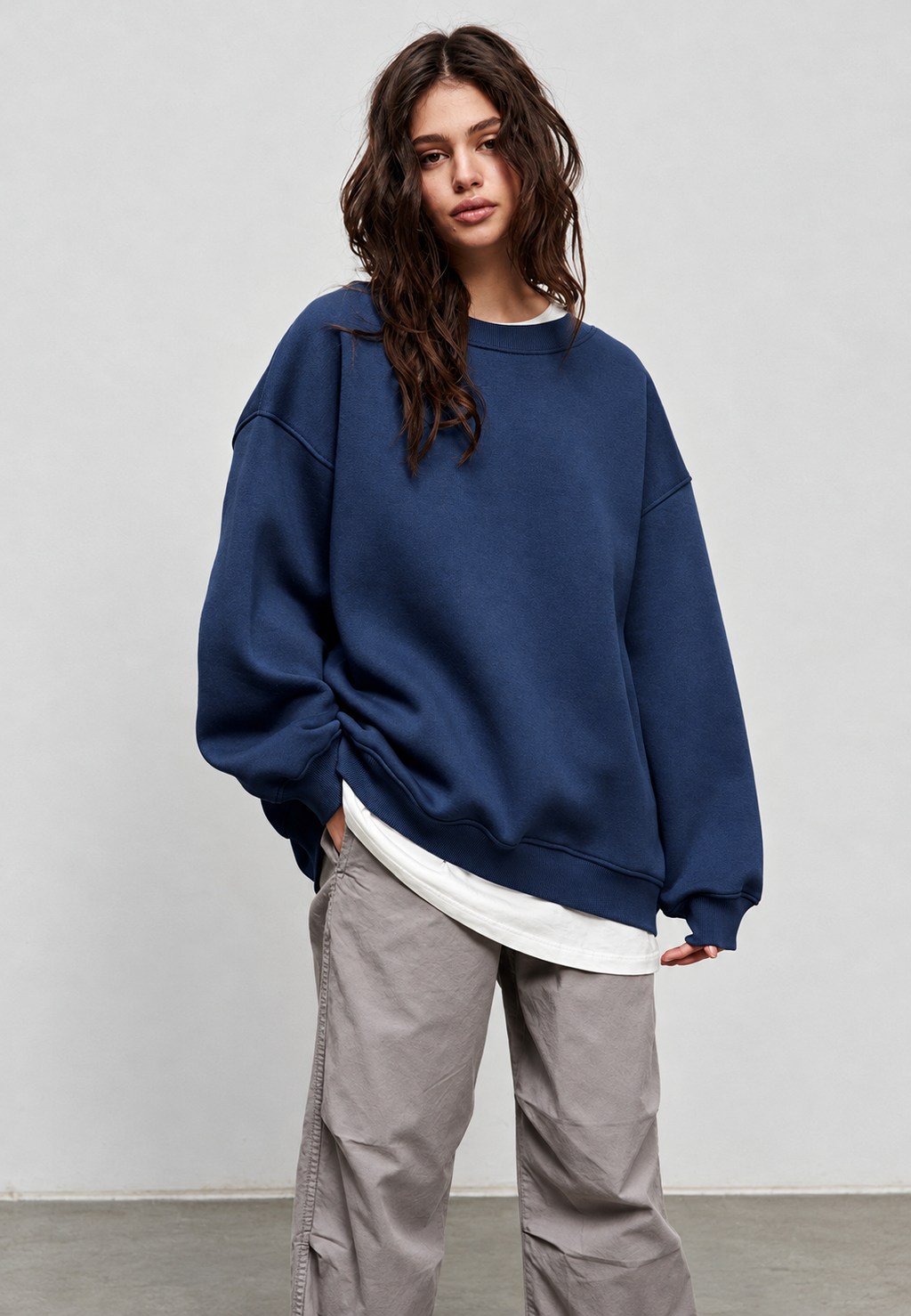 Sweat oversize femme col rond épaules tombantes confortable - Dagny