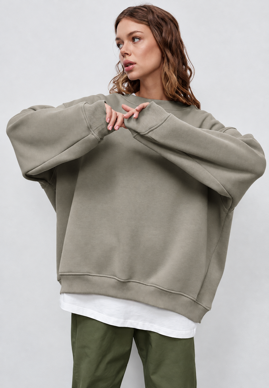 Sweat oversize femme col rond épaules tombantes confortable - Dagny