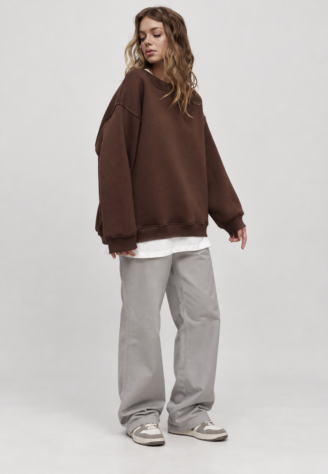 Sweat oversize femme col rond épaules tombantes confortable - Dagny