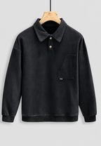 Polo homme manches longues effet délavé coton vintage - Dante