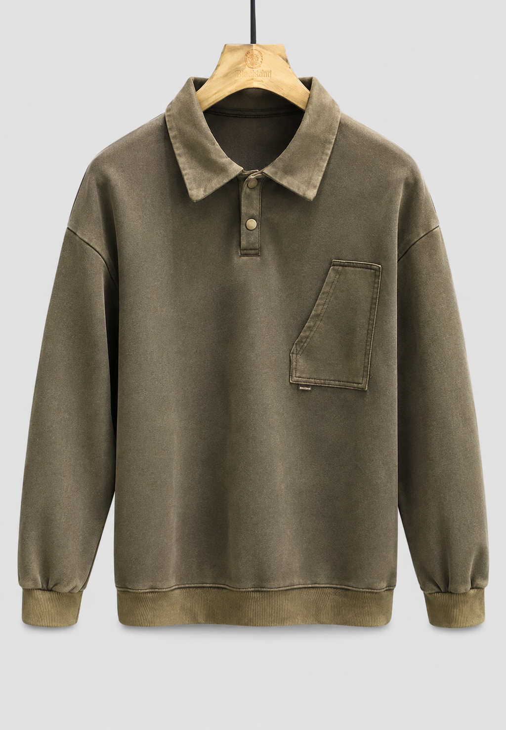 Polo homme manches longues effet délavé coton vintage - Dante