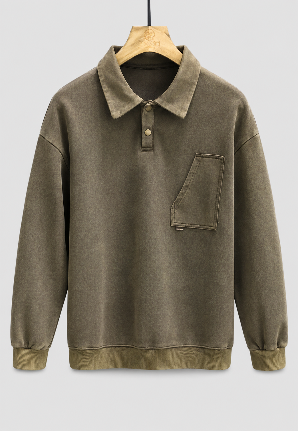 Polo homme manches longues effet délavé coton vintage - Dante