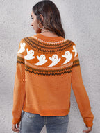 Pull femme col rond motif fantôme rétro littéraire original - Nerissa