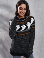 Pull femme col rond motif fantôme rétro littéraire original - Nerissa