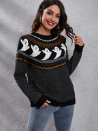 Pull femme col rond motif fantôme rétro littéraire original - Nerissa