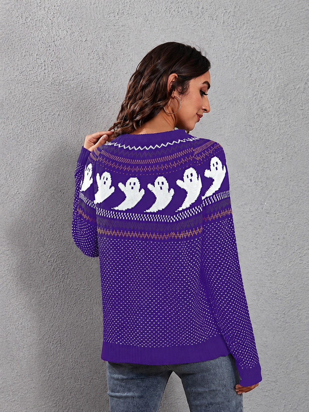 Pull femme col rond motif fantôme rétro littéraire original - Nerissa