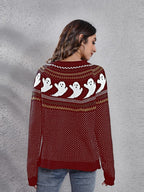 Pull femme col rond motif fantôme rétro littéraire original - Nerissa