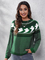 Pull femme col rond motif fantôme rétro littéraire original - Nerissa