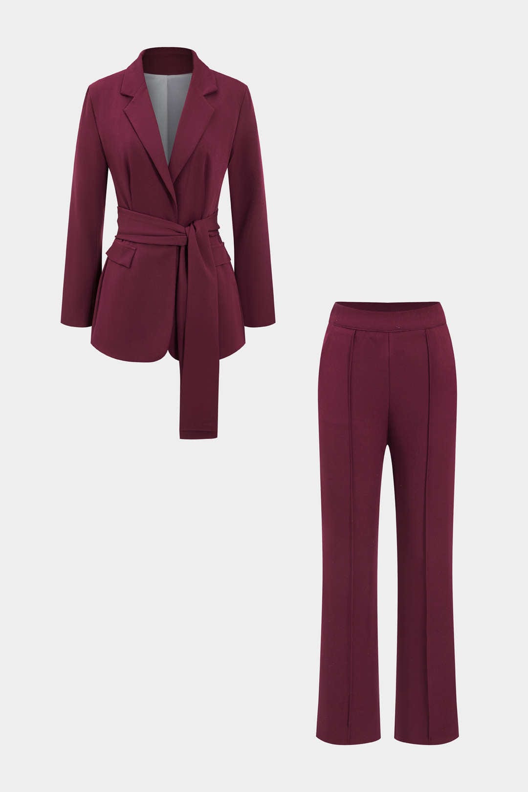 Costume deux pièces femme blazer ceinturé pantalon droit - Camilla