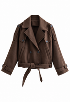 Trench mujer corto cinturón doble botonadura solapas otoño elegante - Élise