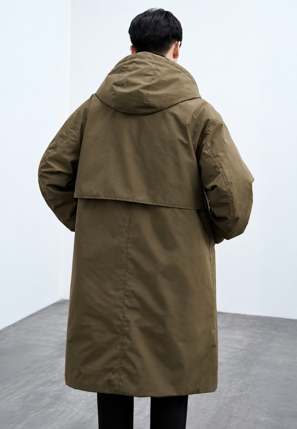 Trench long homme capuche fermeture éclair poignets ajustables - Corvin