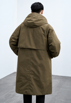 Trench long homme capuche fermeture éclair poignets ajustables - Corvin