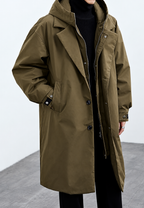 Trench long homme capuche fermeture éclair poignets ajustables - Corvin