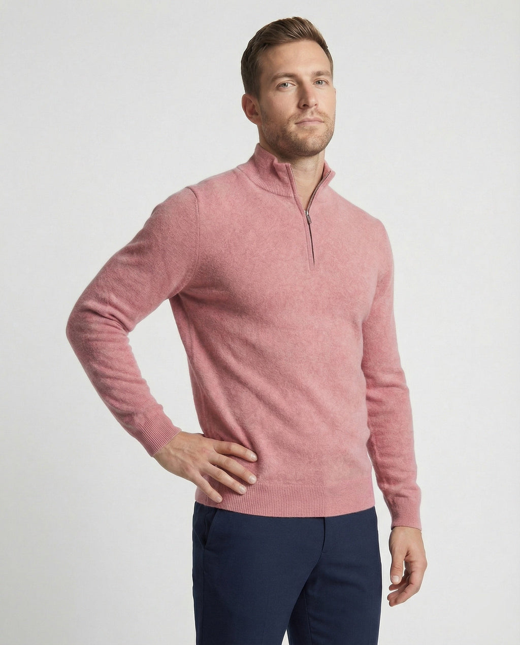 Pull en laine et polyester con demi-fermé pour homme design polyvalent et douceur au quotidien - Tiago