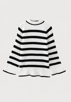 Robe courte maille rayée femme col roulé manches larges - Raddile