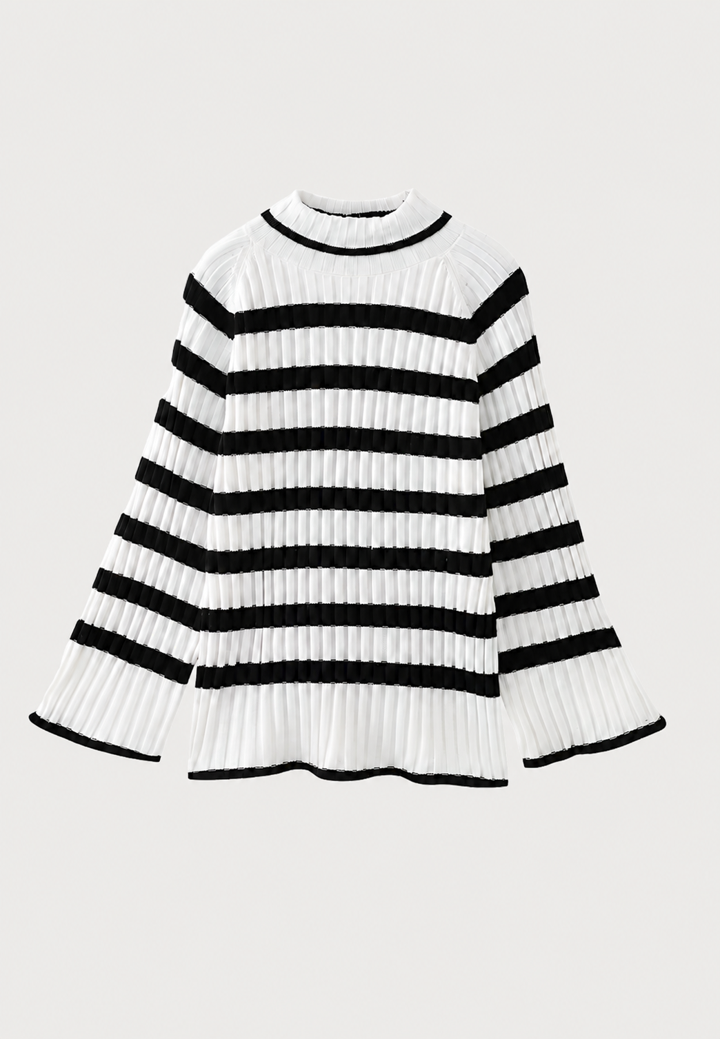 Robe courte maille rayée femme col roulé manches larges - Raddile