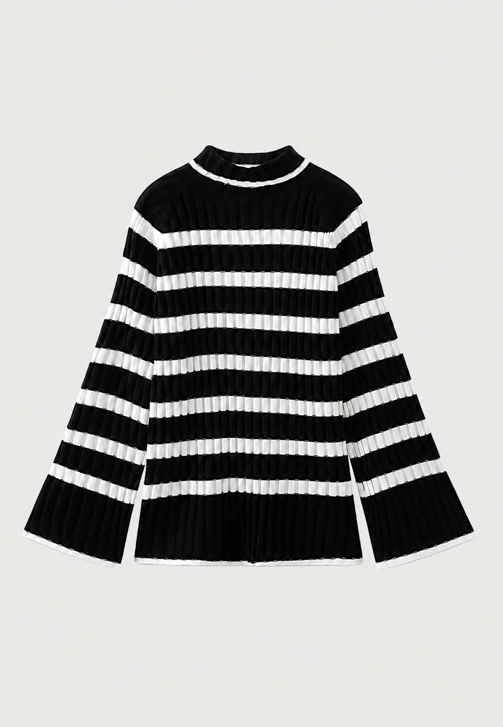 Robe courte maille rayée femme col roulé manches larges - Raddile