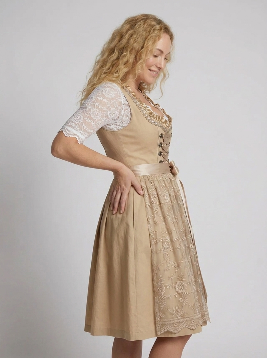 Robe dirndl femme tablier brodé lacets Oktoberfest traditionnel - Grèce