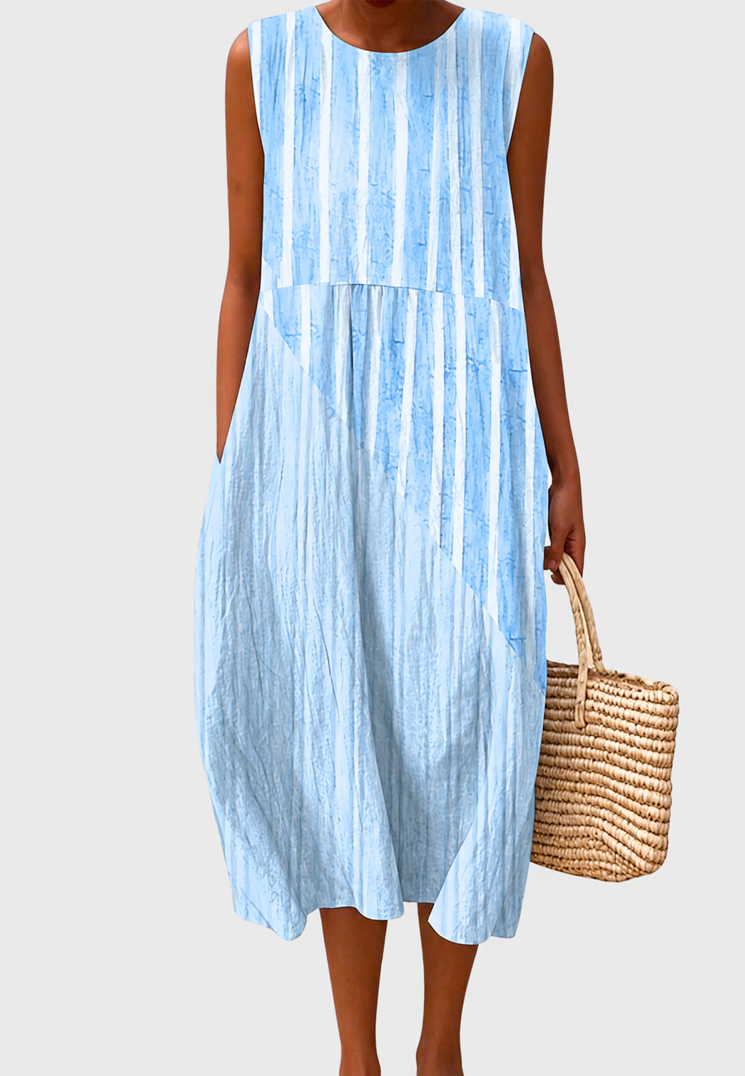 Robe midi femme carreaux sans manches motif graphique - Maddie