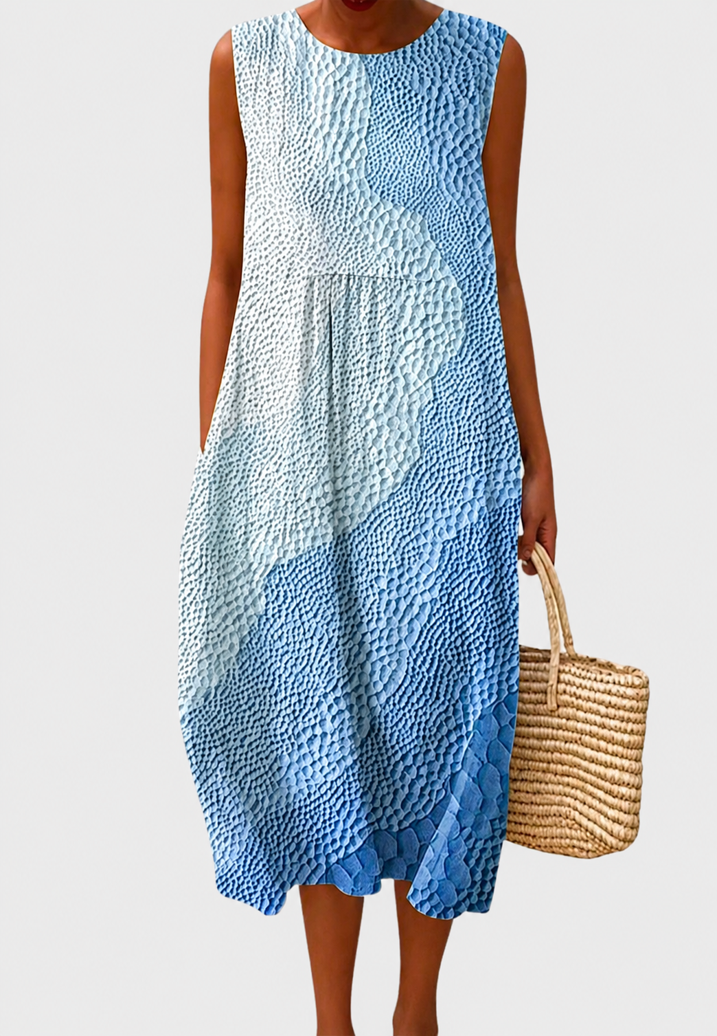 Robe midi femme carreaux sans manches motif graphique - Maddie