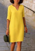Robe femme décolleté V manches trois-quarts décontractée - Elvy