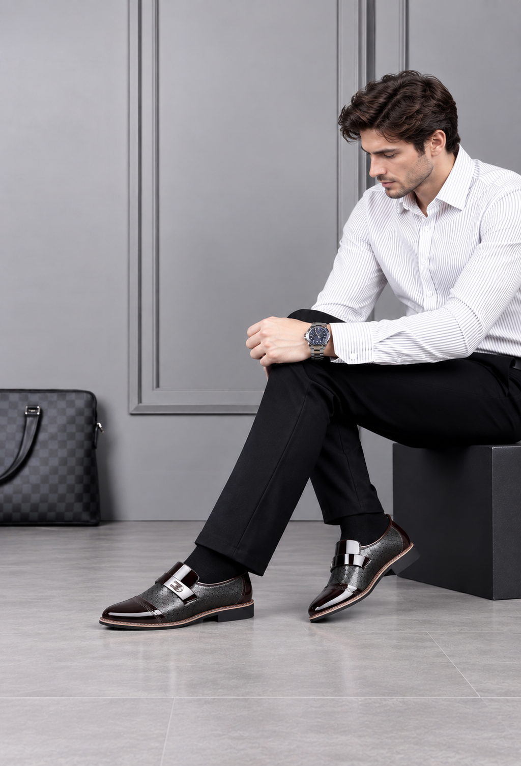 Monkstrap homme boucle latérale finition brillante habillé - Laurenz